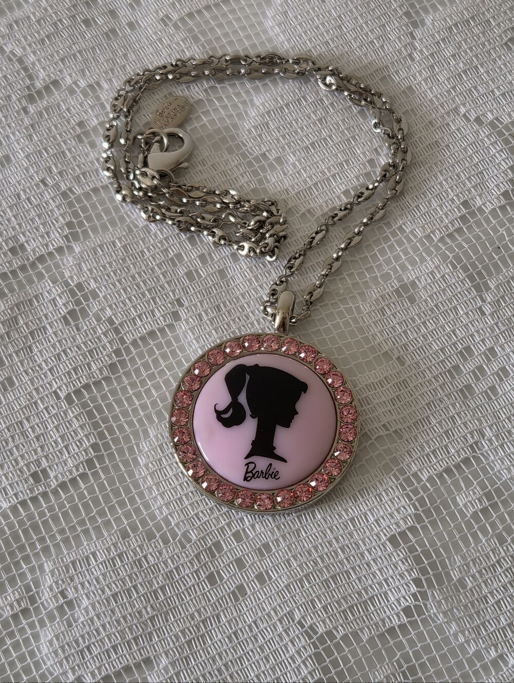 Barbie Silhouette Necklace with Pink Swavorski Crystals